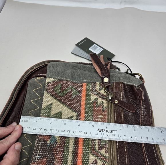 Myra Lugini Shoulder Bag Rixh Canvas & Leather Trim Adj. Strap Rustic Cowgirl - Picture 12 of 15